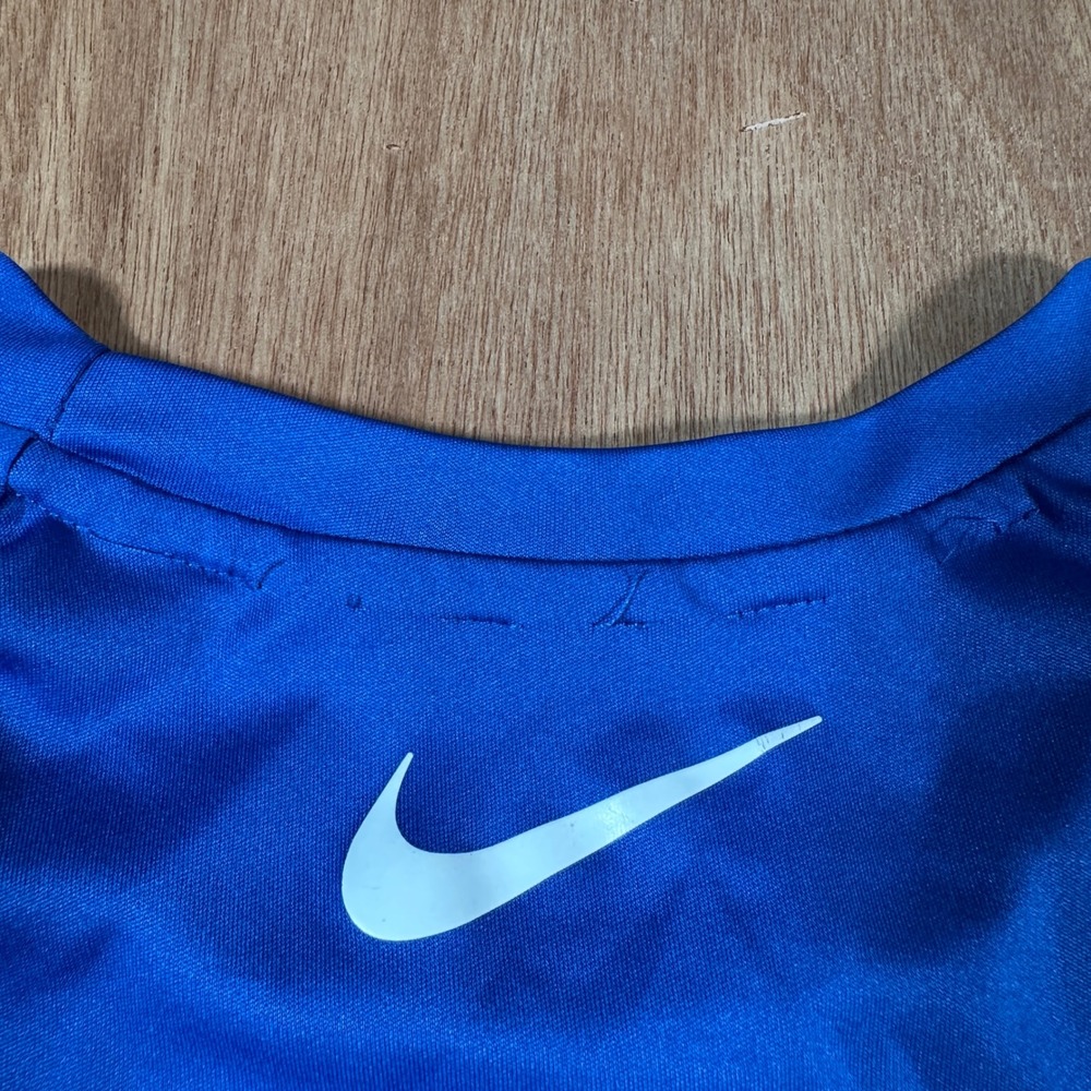 Nike Swim Rash Guard Men XL Blue Americana Swoosh Dri-FIT Short Sleeve - Picture 10 of 11